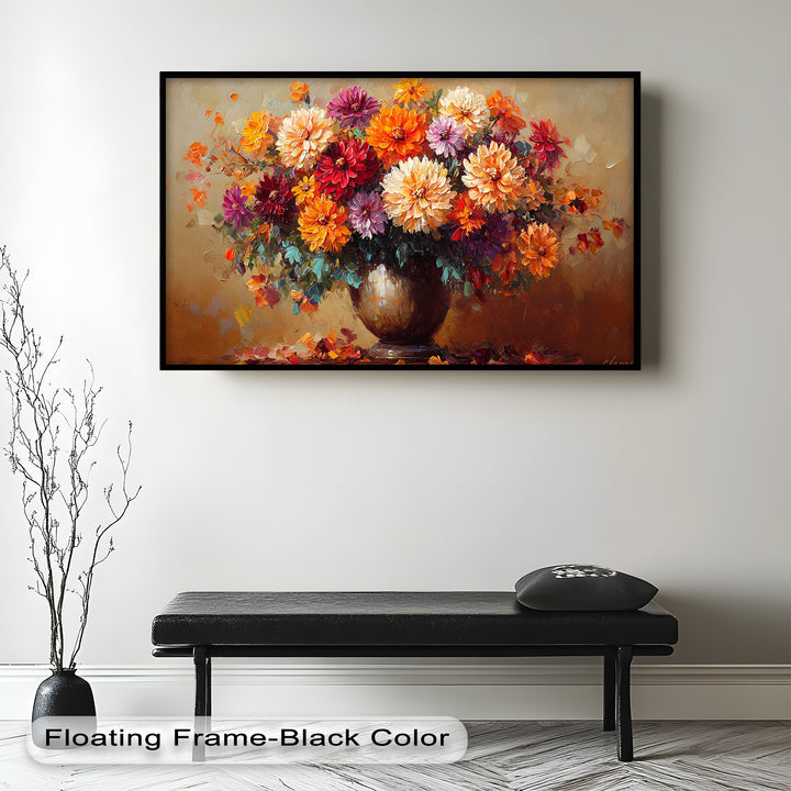Dahlia Bouquet Wall Art – Still Life Oil Paintings