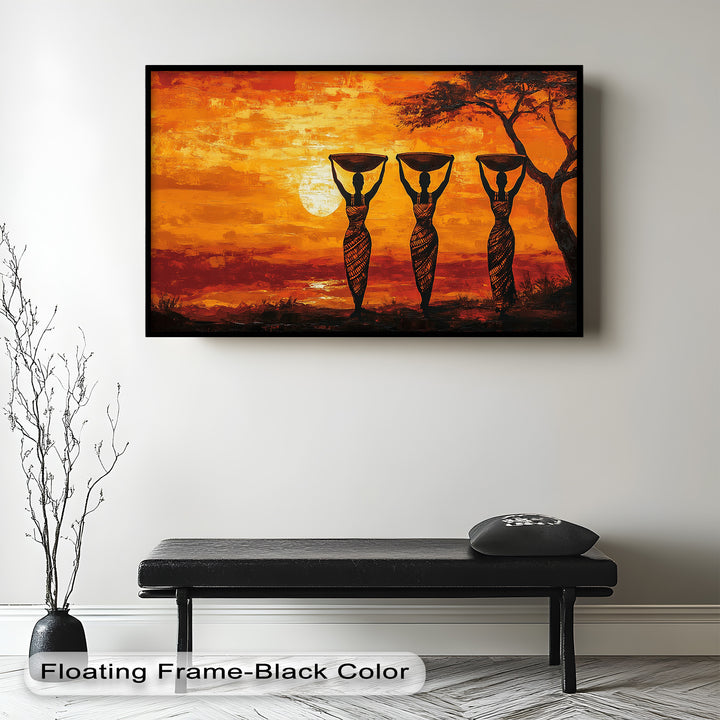 Afrikanische Frauenkunst – Stammes-Silhouette Wanddekoration Ölgemälde
