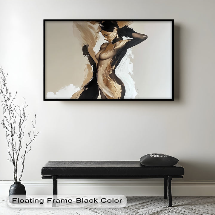 Golden Silence – Abstract Female Figure Oil Painting