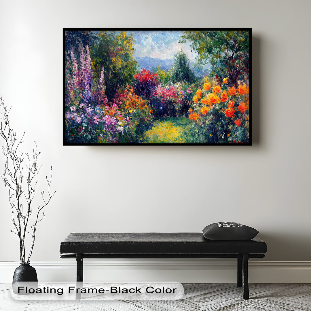 Sunlit Garden in Full Bloom – Impressionist Floral Oil Painting