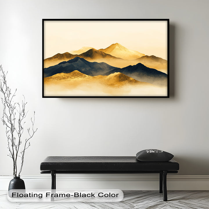 Gold &amp; Black Mountains – Modernes Ölgemälde