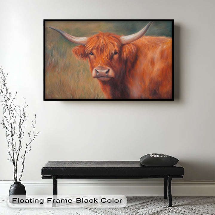 Highland Cow Oil Painting – Warm Animal Wall Art