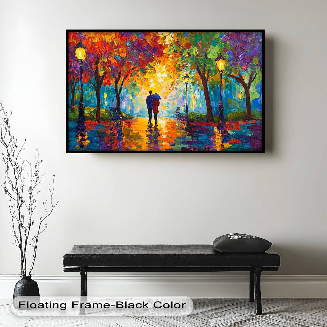 Autumn Radiance – Lovers Under the Colorful Canopy Love Oil Painting