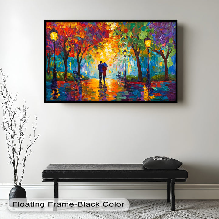 Autumn Radiance – Lovers Under the Colorful Canopy Love Oil Painting