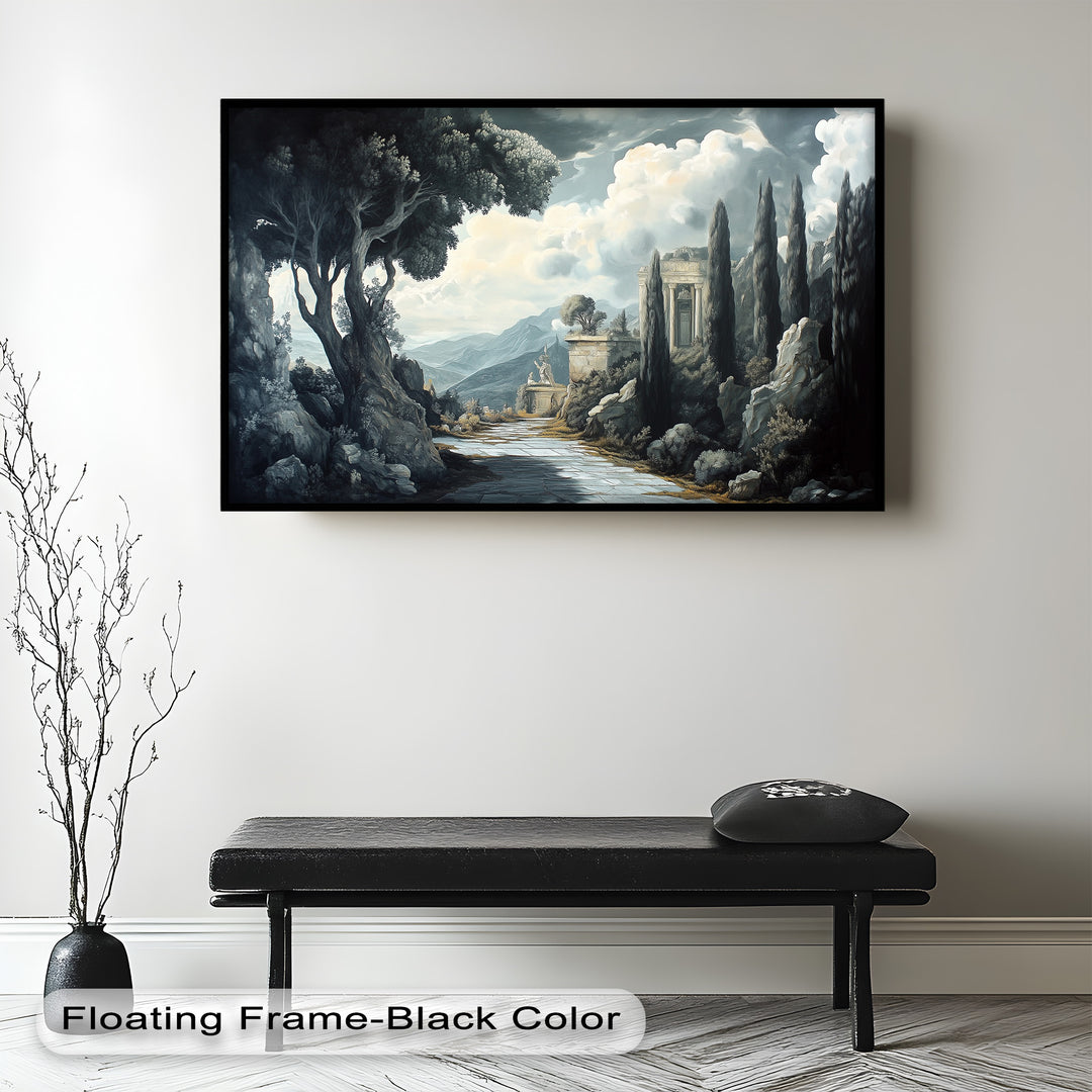 Ancient Pathway to the Temple – Dramatic Classical Landscape Oil Painting