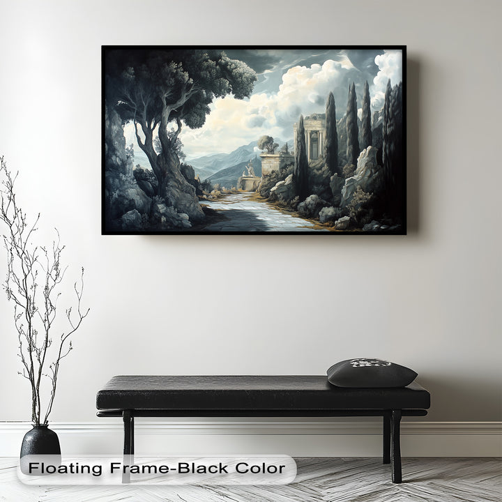 Ancient Pathway to the Temple – Dramatic Classical Landscape Oil Painting