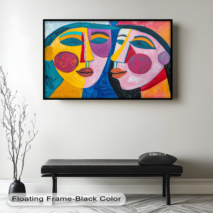 Unified Gaze – Vibrant Dual Portrait Picasso Oil Painting