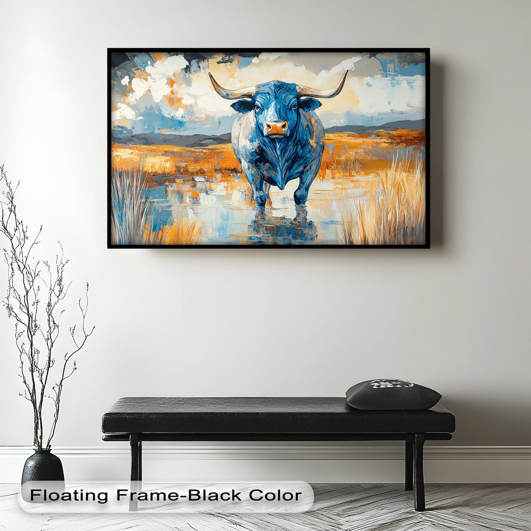 Blue Desert Bull – Animal Oil Painting