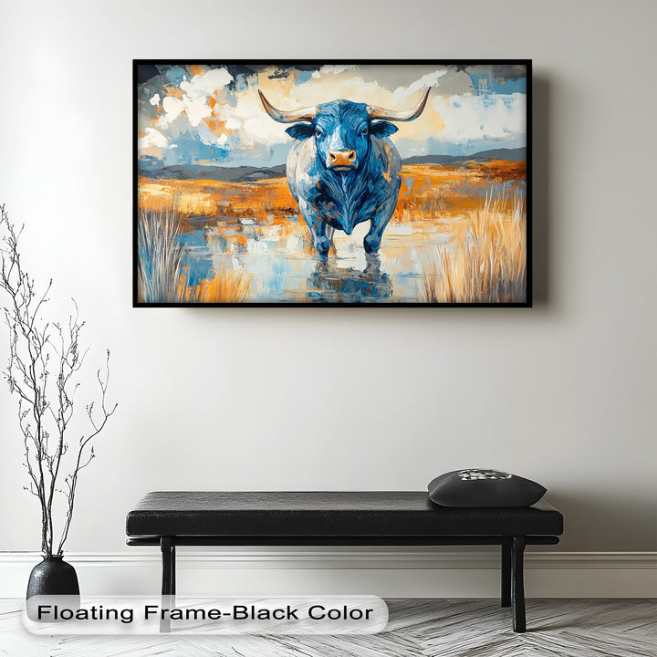 Blue Desert Bull – Animal Oil Painting