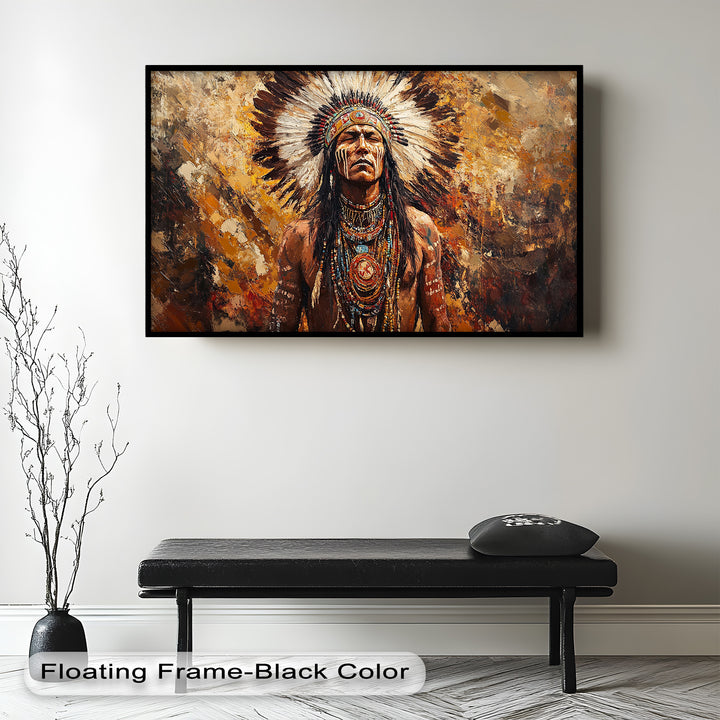 Sacred Flame – Tribal Warrior Portrait Oil Painting