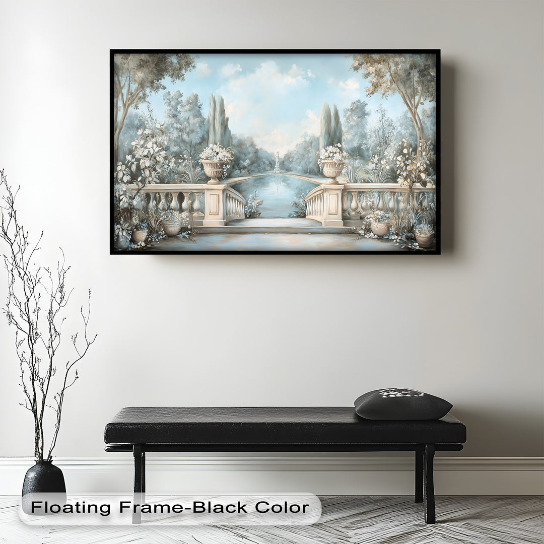 Tranquil Garden Terrace – Landscape Oil Painting