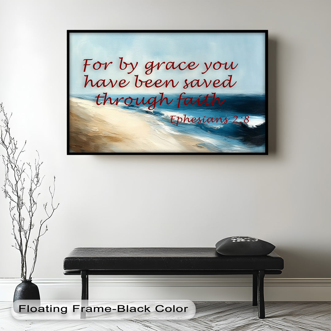 Grace Through Faith – Coastal Christian Wall Art with Ephesians 2:8.
