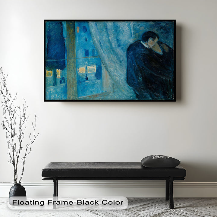 The Kiss by Munch – Romantic Blue Interior Oil Painting