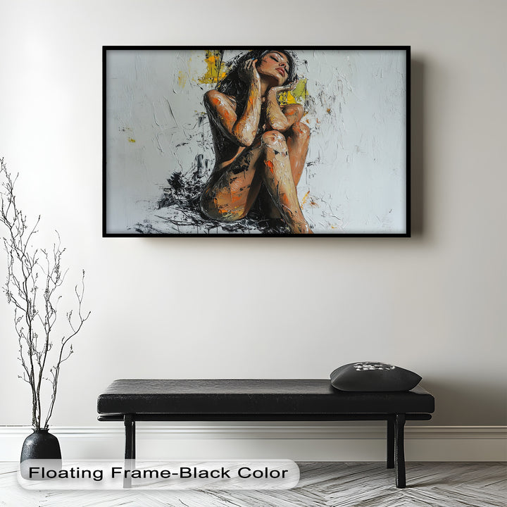 Poise in Silence – Textured Nude Figure Oil Painting