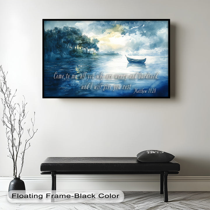 Matthew 11:28 – Find Rest in Christ Bible Verse Oil Painting
