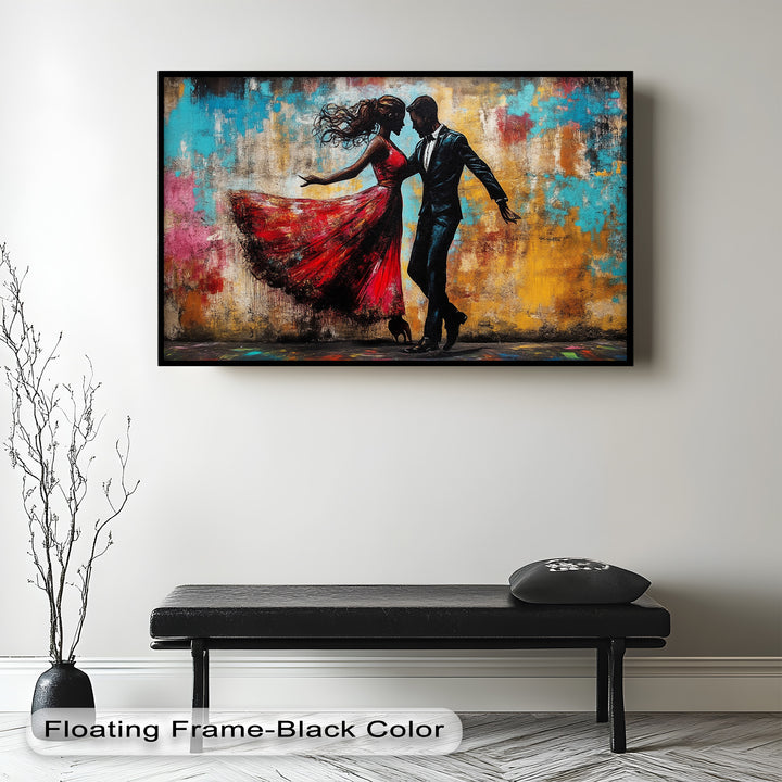 Whirl of Passion – Dancing Lovers in Red Love Oil Painting