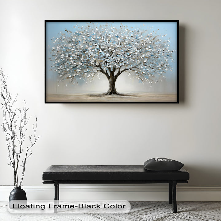 Snowflower Tree – Modern Framed Oil Painting