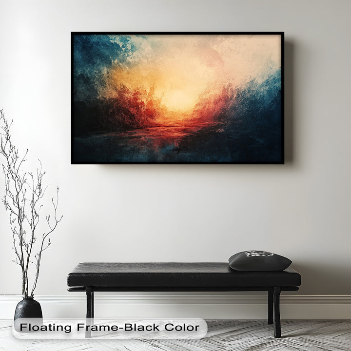 Eclipse Awakening – Feuriges Lichtexplosion-Abstraktes Ölgemälde