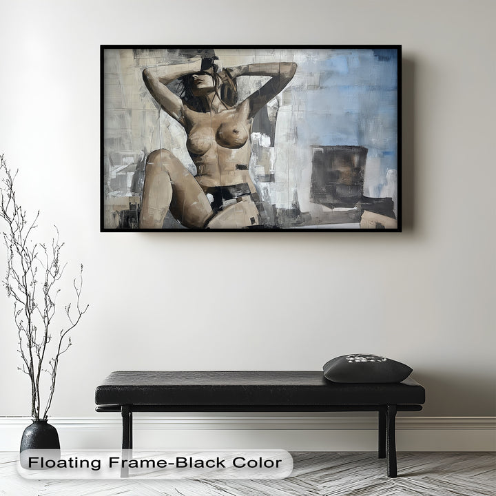 Urban Solitude – Contemporary Nude Oil Painting in Monochrome Hues