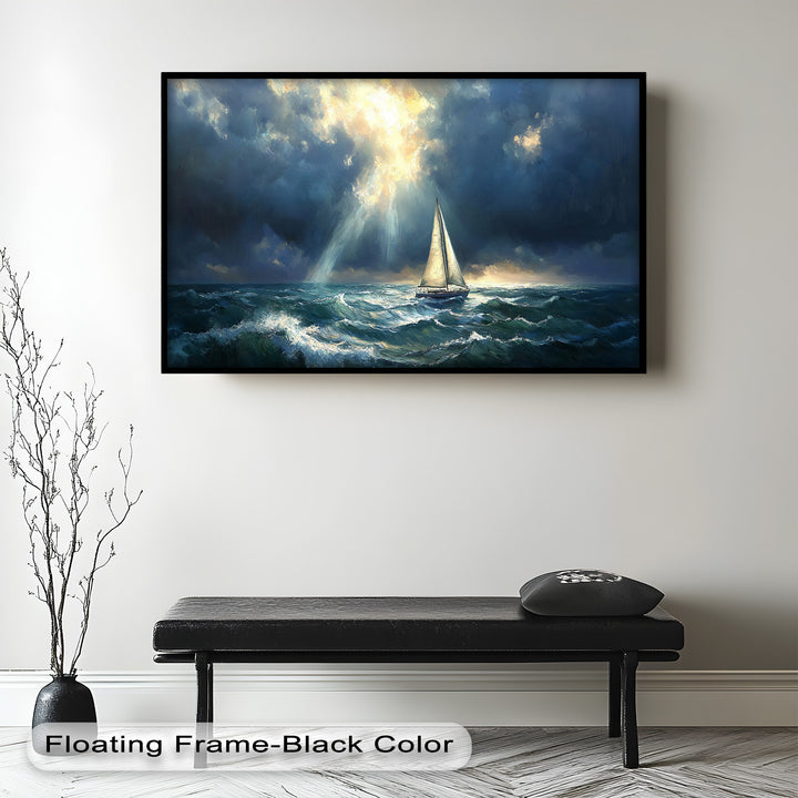 Stormy Horizon – Boat Oil Painting
