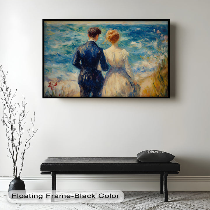 Lovers by the Sea – Romantic Impressionist Oil Painting
