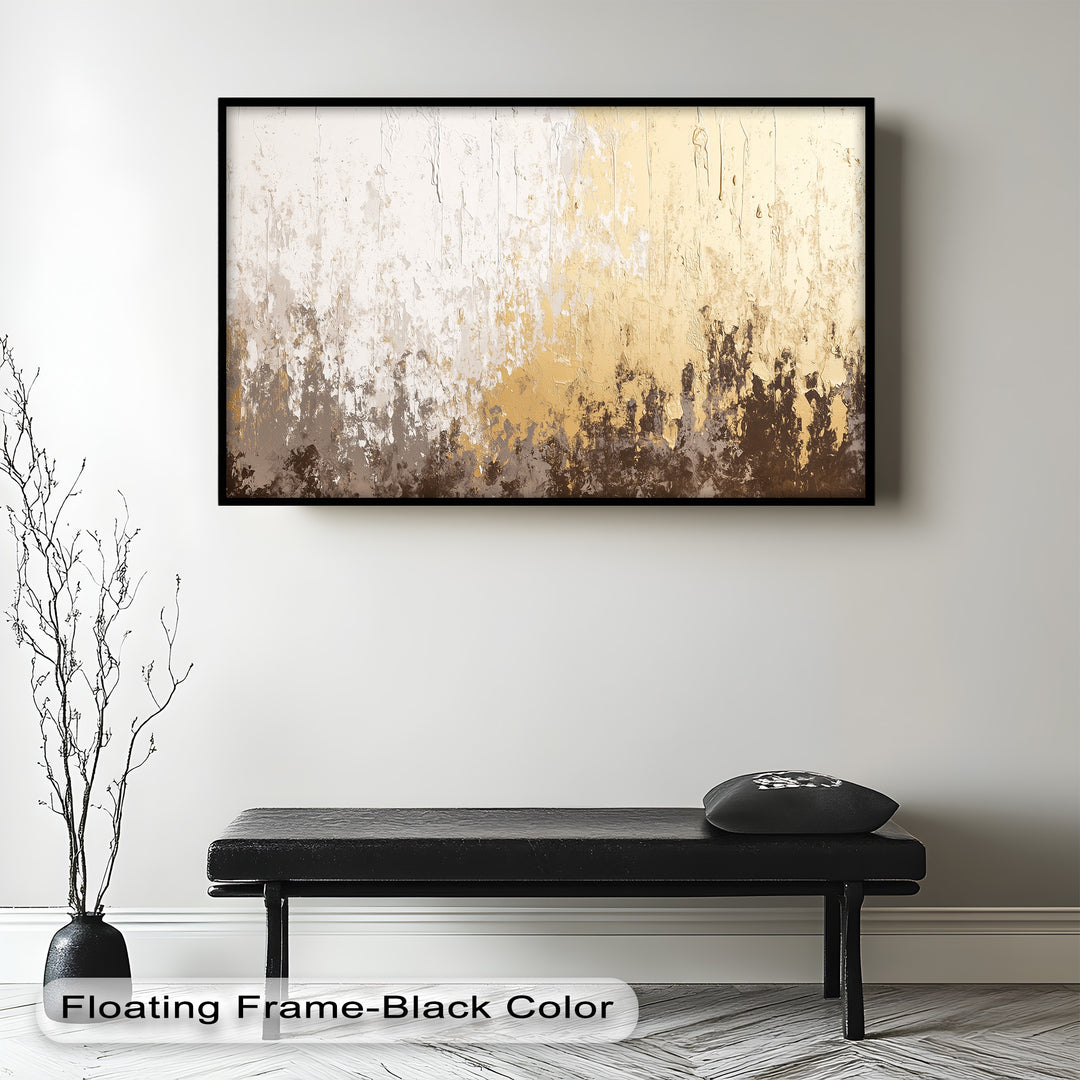 Abstrakte Kunst in Gold und Weiß – Modernes Luxus-Ölgemälde