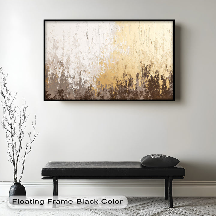 Abstrakte Kunst in Gold und Weiß – Modernes Luxus-Ölgemälde
