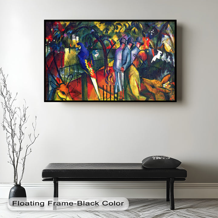 Tropical Garden with Parrots and Men – Modern Oil Painting
