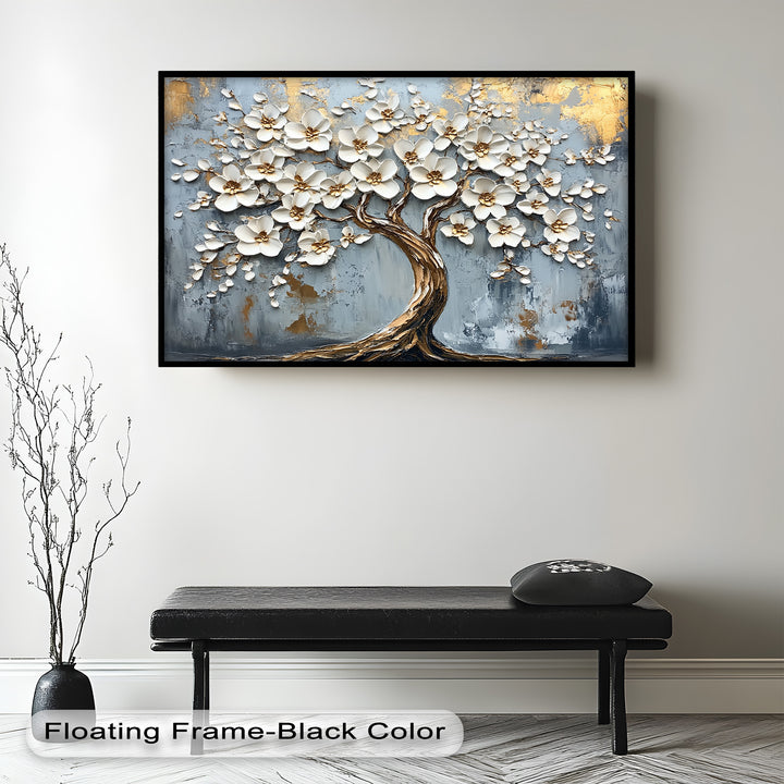 Golden Blossom Tree – Floral Oil Painting