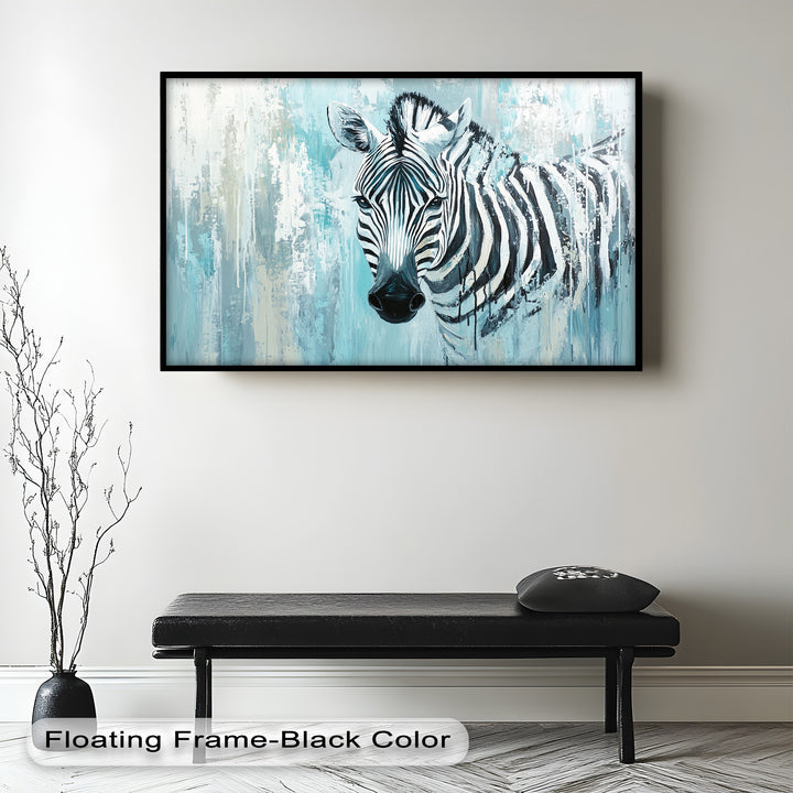 Zebra in Blue Abstract Style - Animal Oil Painting