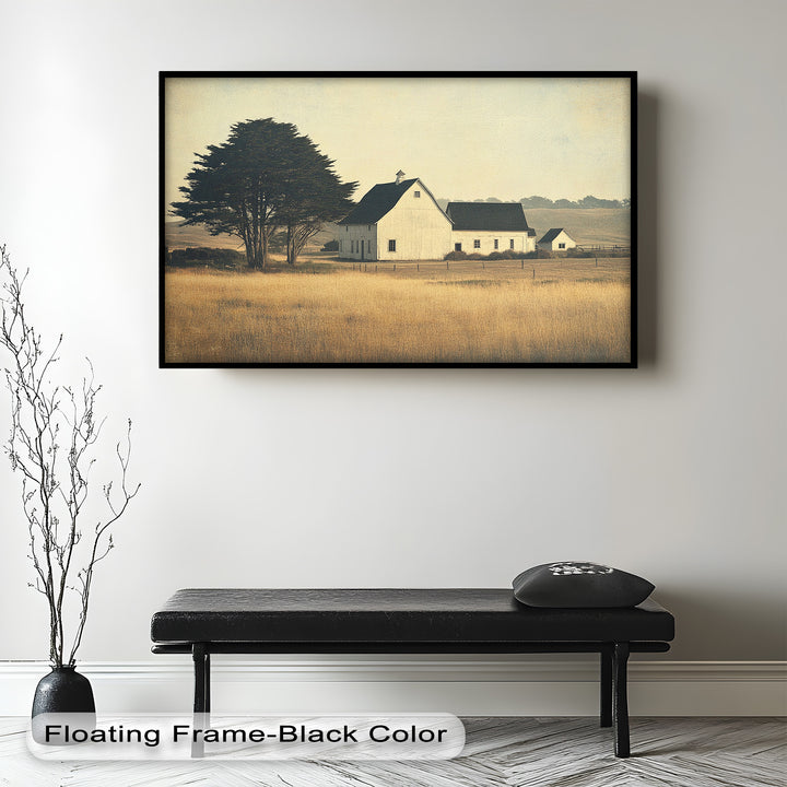 Golden Prairie Barn – Ölgemälde einer Bauernhauslandschaft