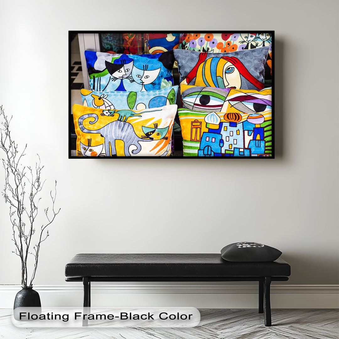 Colorful Cubist Cat & Face Pillows – Picasso Oil Painting