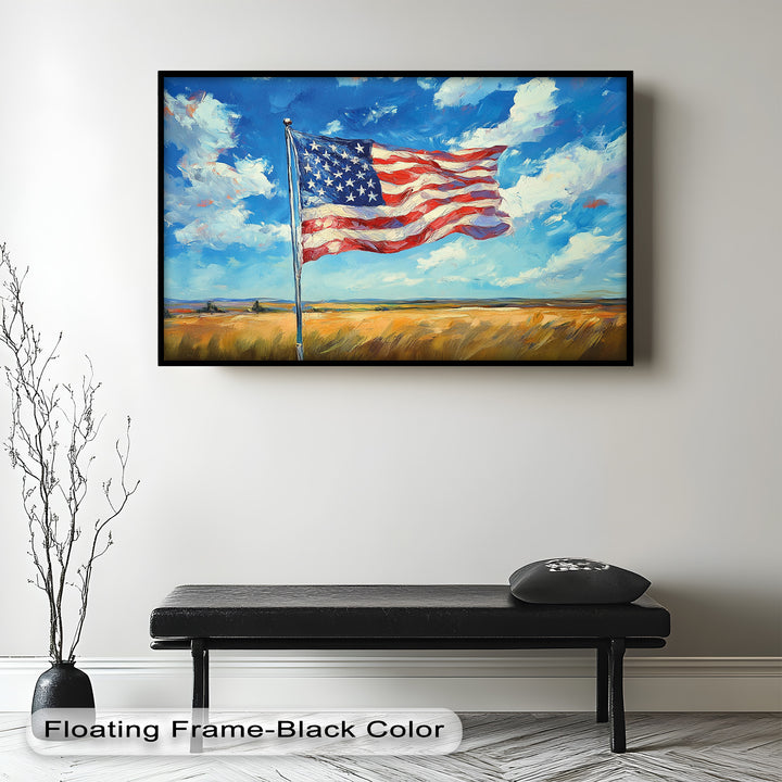 Amerikanische Flagge auf dem Land – Patriotisches Ölgemälde