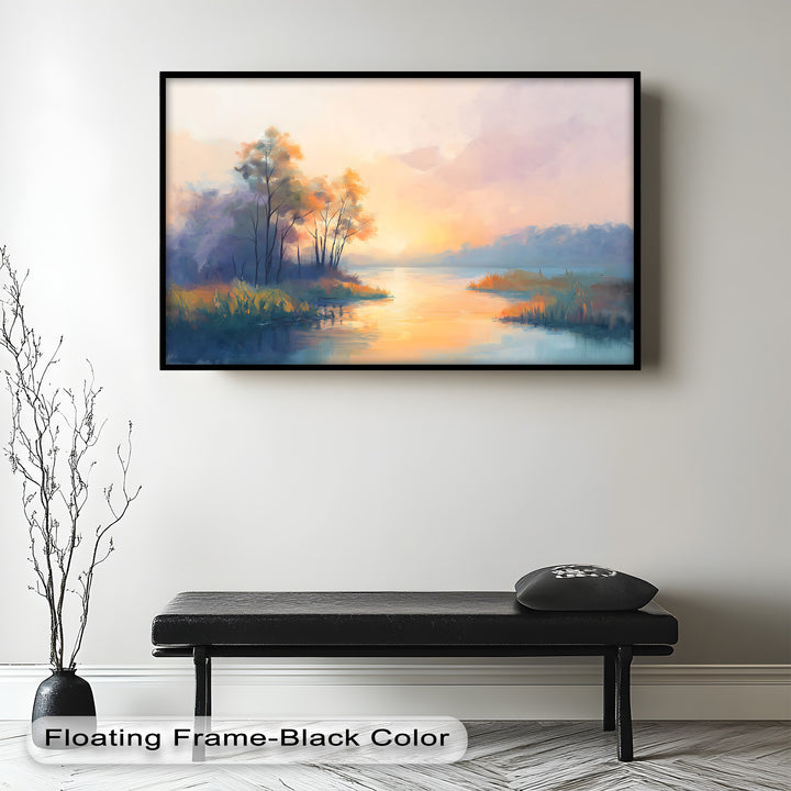 Sunrise on a Cold Morning – Framed Landscape Oil Painting