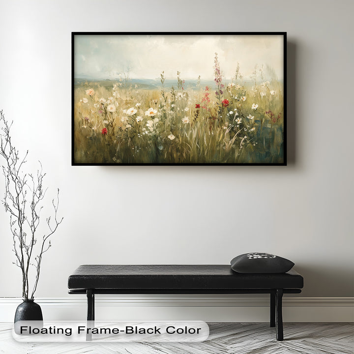 Nostalgic Feel – Serene Wildflower Oil Painting
