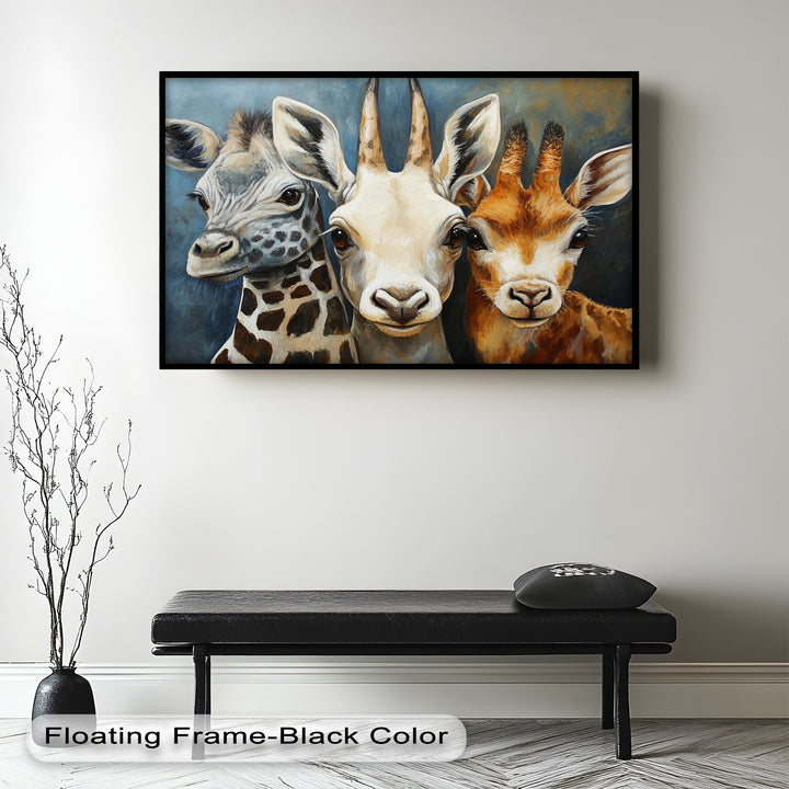 Trio of Giraffes – Animal Oil Painting