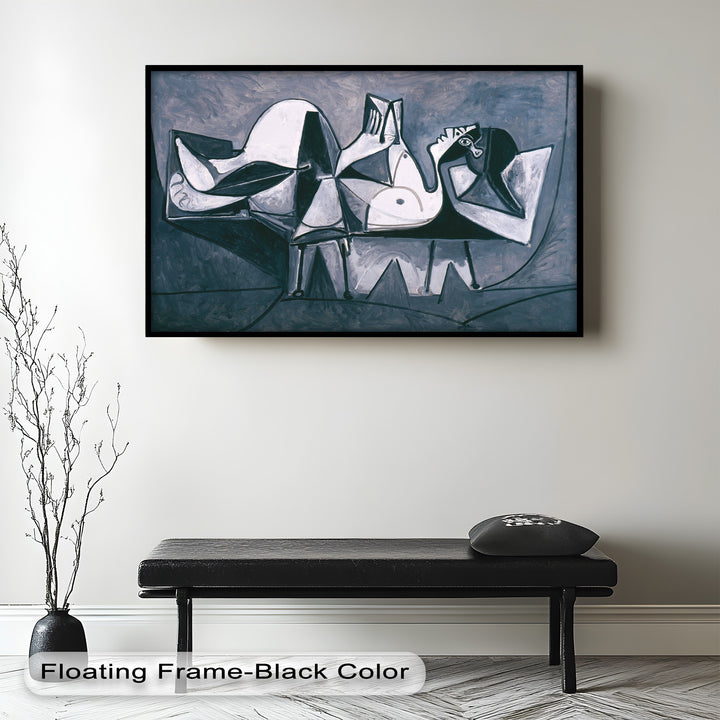 Geometry of Stillness – Monochrome Reclining Picasso Oil Painting