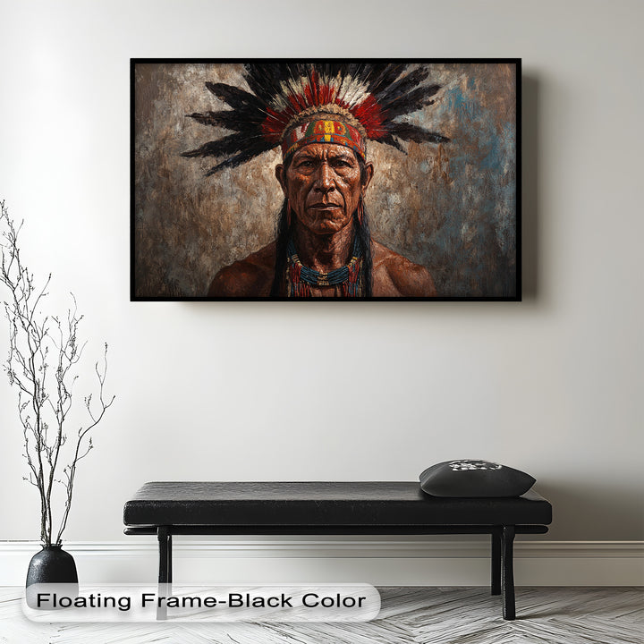 Echo of the Ancestors – Native Warrior Portrait Oil Painting