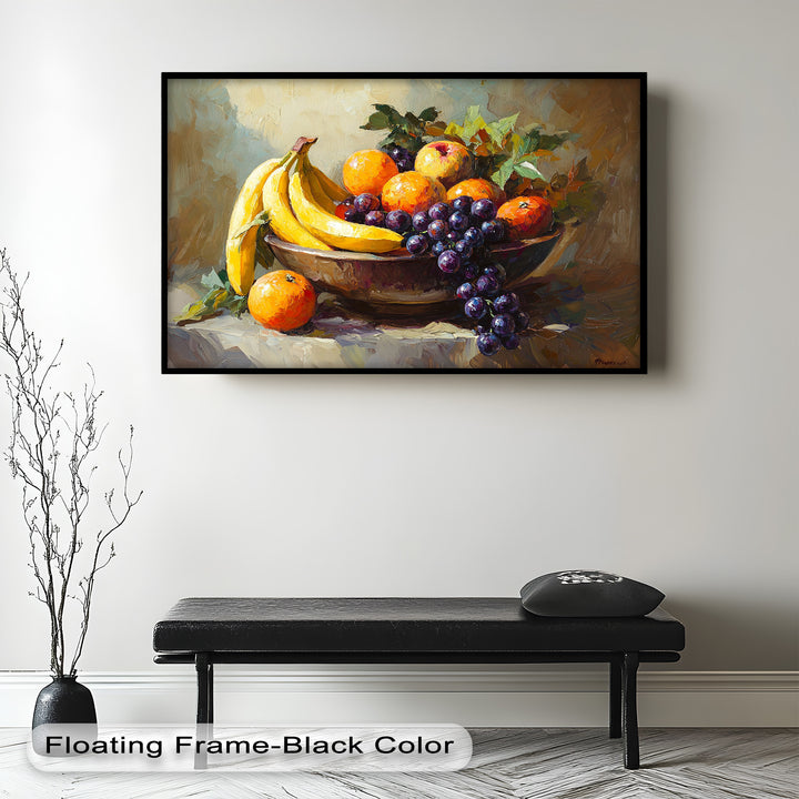 This beautifully detailed painting captures the essence of harvest and home, featuring a colorful arrangement of seasonal fruits in a classic setting.







