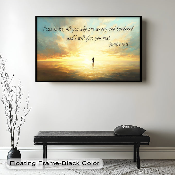 Matthew 11:28 – Rest in Christ Bible Verse Oil Painting