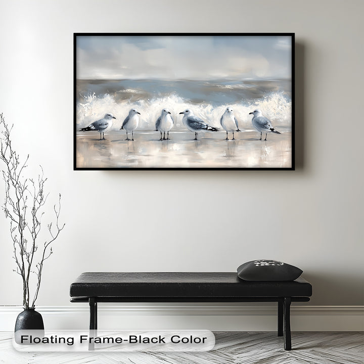 Seagulls and Surf – Bird Oil Painting