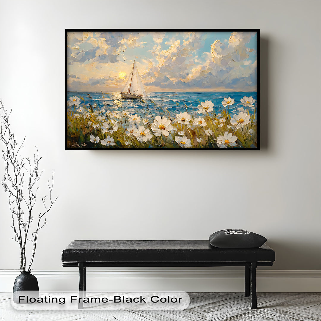 Sailing into Serenity – Framed Oil Painting