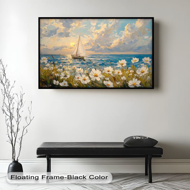Sailing into Serenity – Framed Oil Painting