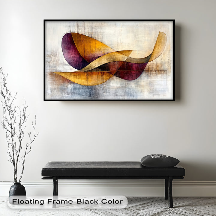 Elegant contemporary wall art with intersecting waves and rich color gradients.
