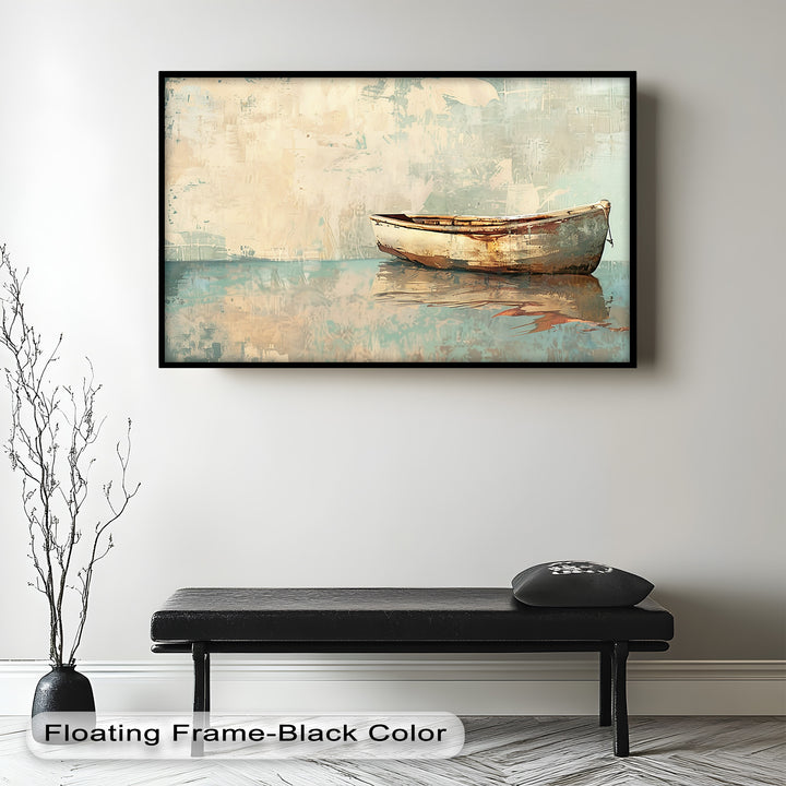 Old Wood Boat – Framed Oil Painting