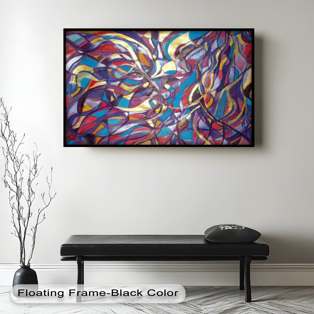 Farbenfrohe fließende Komposition – Abstraktes expressionistisches Ölgemälde