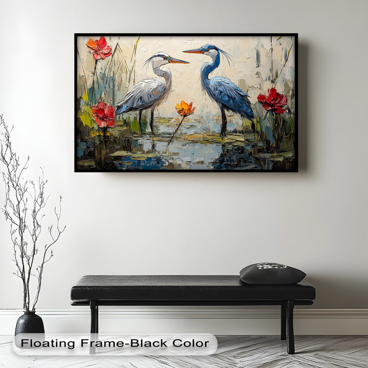 Pair of Herons – Animal Oil Painting