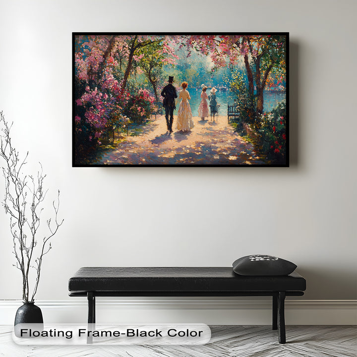 Springtime Promenade – Romantic Garden Path Impressionist Oil Painting