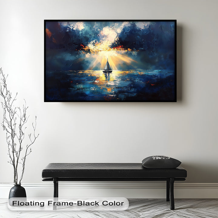 Radiant Horizon – Sailboat at Sunset Oil Painting