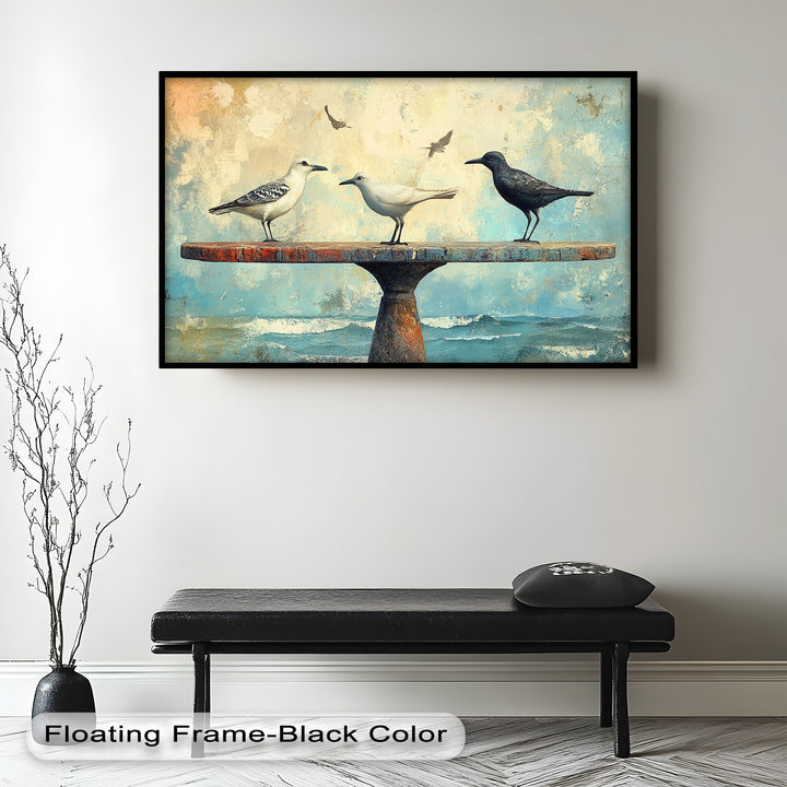 Surreal Birds on Pedestal – Animal Oil Painting